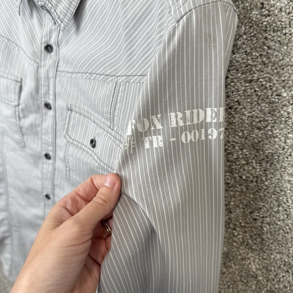 Fox Racing‎ Night Grooves Long Sleeve Woven Shirt Men's Size Large Gray Striped - Picture 3 of 9